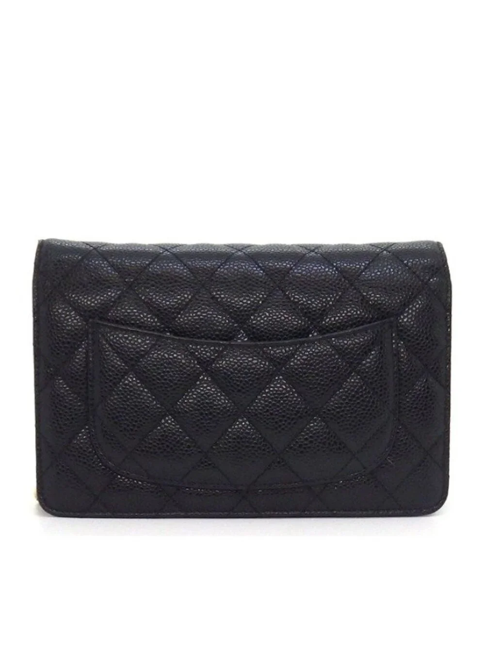Chanel Shoulder Bag Quilted Classic Chain Wallet Black Caviar Leather Gold